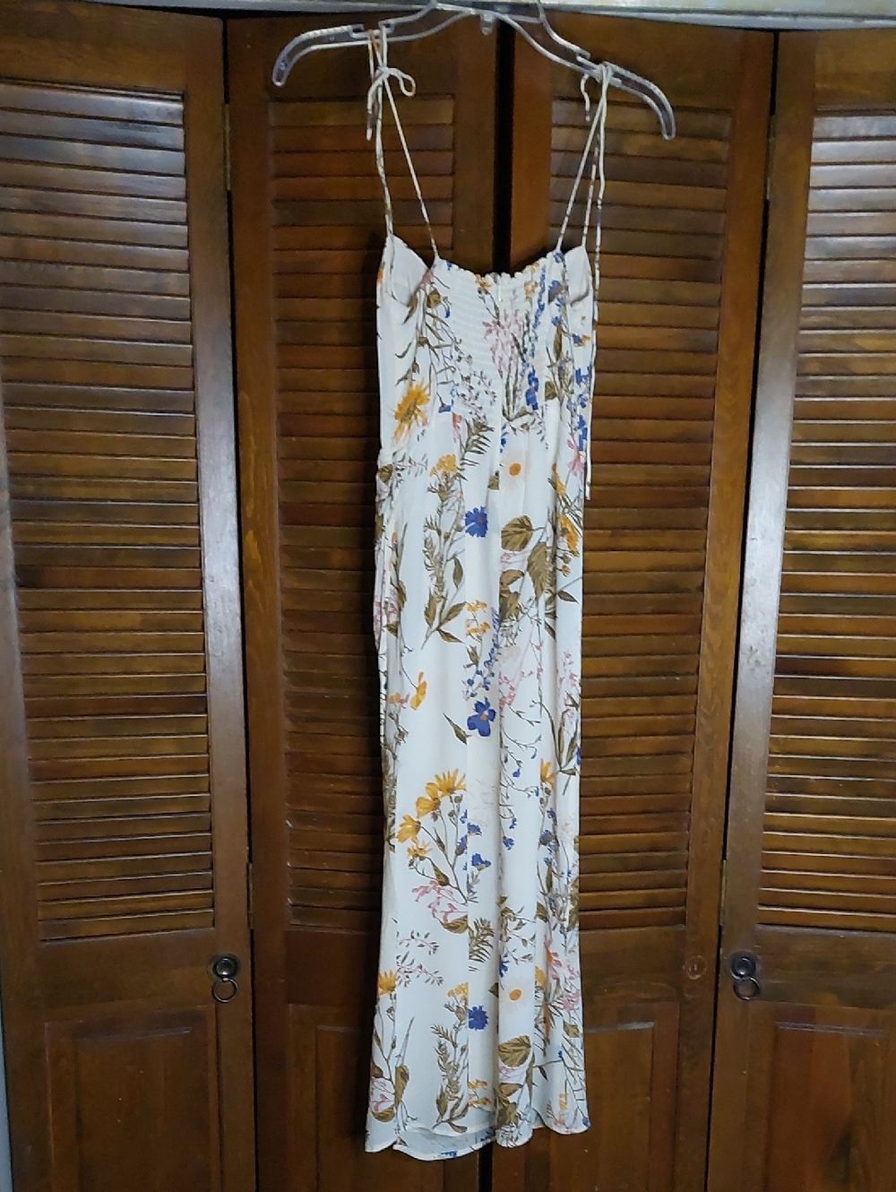 Reformation Cream Floral Kourtney Side Slit Midi Dress Sz 2 - Picture 6 of 16